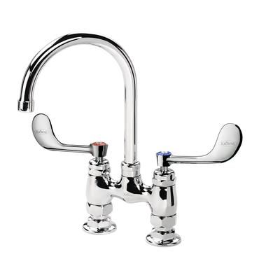 Krowne 15-401L-W-F2 Raised Deck Mount Faucet w/ 6" Gooseneck Spout & Wrist Action Handles - 4" Centers, 1.5 GPM