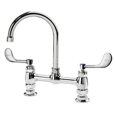 Krowne 15-801L-W-H2 Raised Deck Mount Faucet w/ 6" Gooseneck Spout & Wrist Action Handles - 8" Centers, 0.5 GPM
