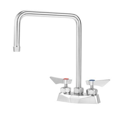 Krowne DX-302 Deck Mount Faucet w/ 8 1/2" Double Bend Gooseneck Spout - 4" Centers, Stainless Steel