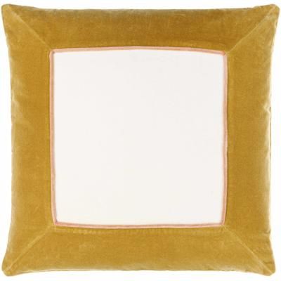 Rahiq 18" Square Modern Cotton Off White/Caramel/Salmon Throw Pillow - Boutique Rugs