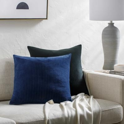 Rawya 22" Square Modern Cotton Navy Throw Pillow - Boutique Rugs