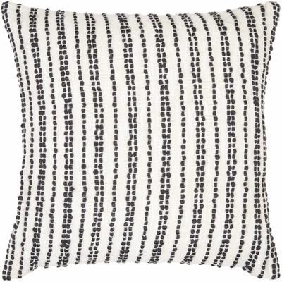 Lucia 18" Square Cottage Cotton Off White/Onyx/Light Gray/White/Black Lumbar Pillow - Boutique Rugs