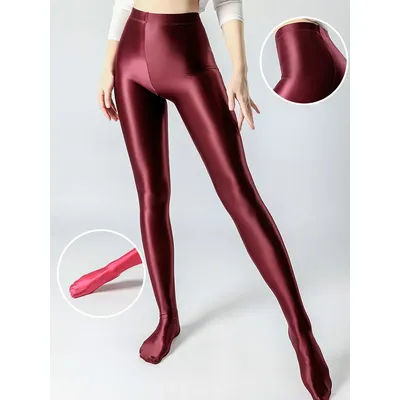 Summer Glossy Satin Leggings Sports Tights Women Pants High Waist Solid Color Slim Fit Casual Running Yoga Gym Leggings 2023