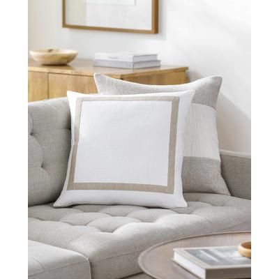 Shyam 18" Square Cottage Cotton Off White/Ash/Light Silver Throw Pillow - Boutique Rugs