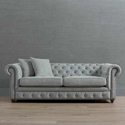 Logan Chesterfield Sofa - Platinum Velvet, Standard 81" - Frontgate