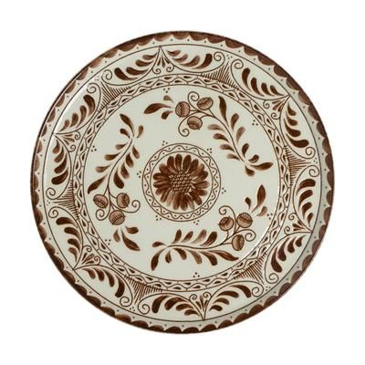 Steelite A105P802 Talavera Motiva 9" Round Plate - China, Talavera Brown, Brown Floral Pattern