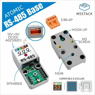 M5Stack Official ATOMIC RS485 Base TTL-RS485 Converter