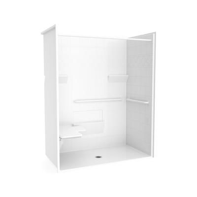 63 x 34 AcrylX Alcove Center Drain One-Piece Shower in White LM000547-R-000-064