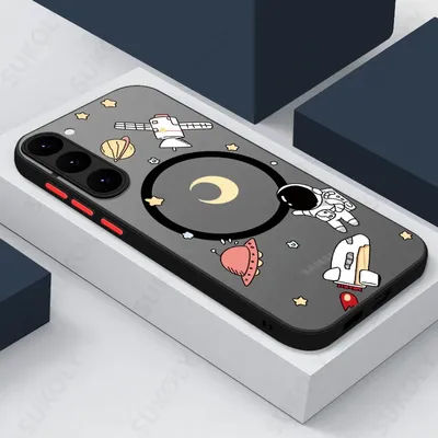 For Magsafe Wireless Charging Astronaut Case For Samsung Galaxy S25 Edge S25 S24 S23 Ultra S24 FE A15 A55 A54 A56 A14 Hard Cover