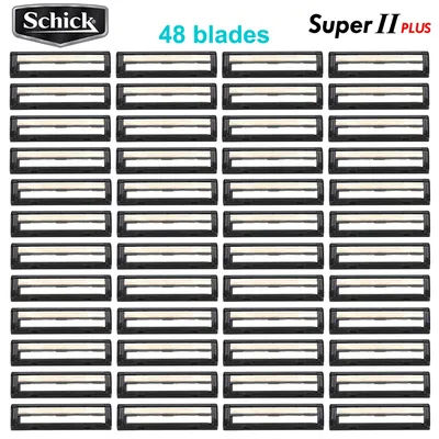 48 Blades Original Genuine Schick Super II PLUS Face Razor Blades Double lubrication Vitamin B5 Lubricating Shaver Replacement