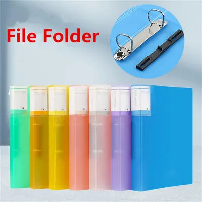A4 Transparent File Folder Display Book 2 Hole Binder Folders Pink Blue Black Waterproof Document Organizer Ring Binder
