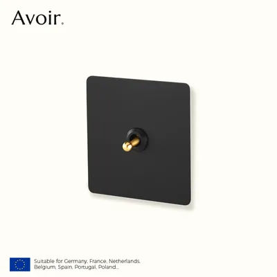 Avoir Retro Light Switch Gold Lever Wall Power Socket Black Stainless Steel Panel Dual Usb Type-c Port Outlet EU French Plugs
