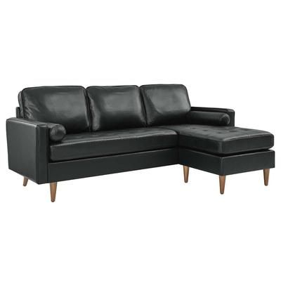 "Valour 78" Leather Apartment Sectional Sofa - East End Imports EEI-5872-BLK"