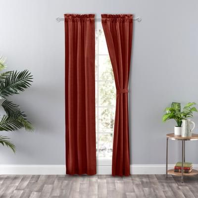 Wide Width Lisa Solidtextured Tailored Panel Pair by Ellis Curtains in Red (Size 56" W 84" L)