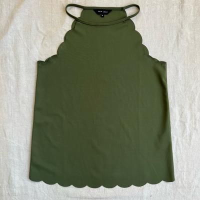 Zara Tops | Green Scalloped Top- Uk 8 Us 4 | Color: Green | Size: S