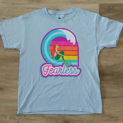 Disney Shirts & Tops | Disney Girls Little Mermaid Fearless Graphic T-Shirt Size M | Color: Blue | Size: Mg