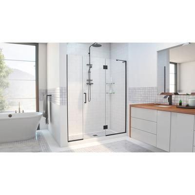 Dreamline DreamLine Unidoor-X 66 - 66 1/2 inch W x 72 inch H Frameless Hinged Shower Door in Matte Black - Right Wall Installation D3281472R-09