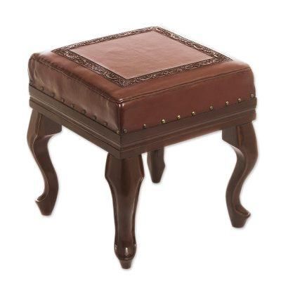 Century,'Traditional Wood Leather Ottoman'