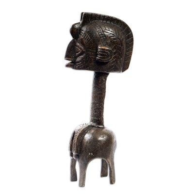 'Artisan Hand-Carved Cedar Wood Fertility Doll from Ghana'