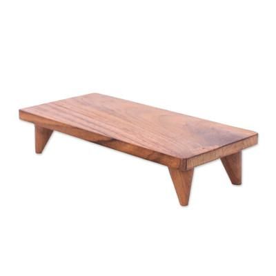 'Hand-Carved Minimalist Teak Wood Decorative Tray (Medium)'