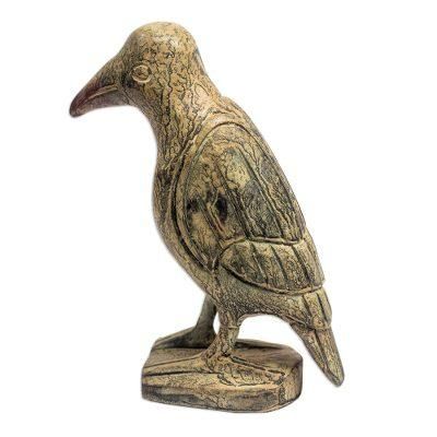 Rustic Bird,'Rustic Sese Wood Bird Sculpture from Ghana'
