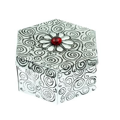 Hexagon with Flower,'Hexagonal Spiral Aluminum Decorative Box with Flower'