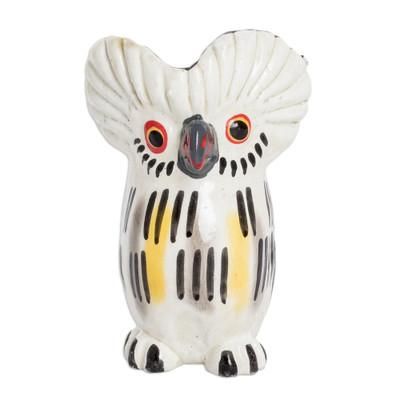 'Ceramic Owl Figurine in White Hand-Painted in Guatemala'
