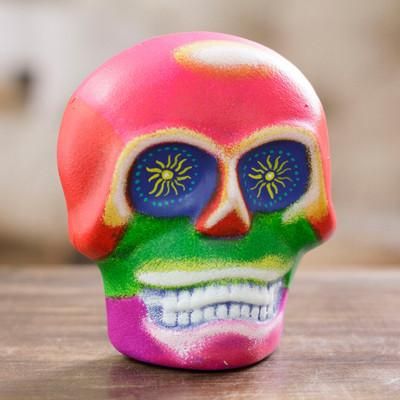'Day of the Dead Hand-Painted Colorful Ceramic Skull Mask'