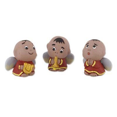 Little Angel Choir,'Set of 3 Petite Ceramic Christmas Angel Figurines'