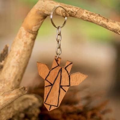 Minimalist Giraffe,'Handcrafted Minimalist Modern Cedarwood Giraffe Keychain'