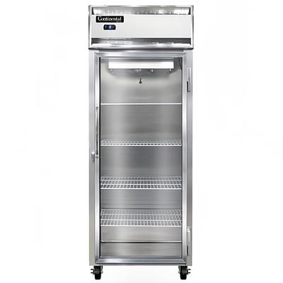 Continental 1FESNSAGD 28 1/2" 1 Section Reach In Freezer, 1 Right Hinge Glass Door, 115v, Top-mounted Compressor, Stainless Steel
