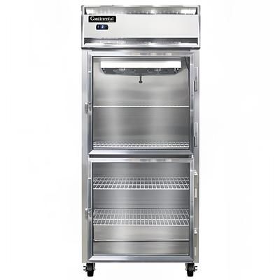 Continental 1FXSNSSGDHD 36 1/4" 1 Section Reach In Freezer, 2 Right Hinge Glass Doors, 115v, Stainless Steel