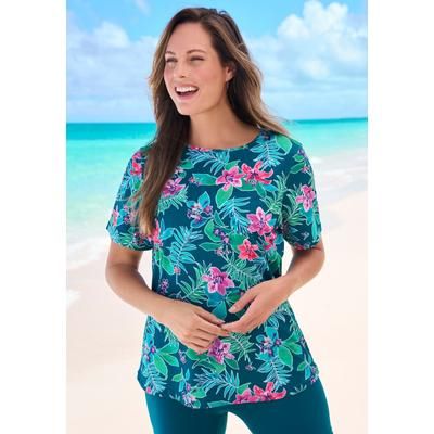 Plus Size Women's The Swim Tee by Swim 365 in Mediterranean Floral (Size 18/20) Rash Guard