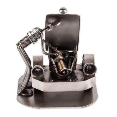 'Rustic Car Mechanic' - Recycled Auto Parts Sculpture Metal Art Mexico