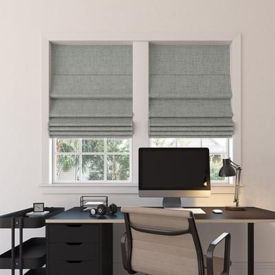 Wide Width Sun Zero™ Somerton Textured 100% Blackout Cordless Roman Shade by BrylaneHome in Grey (Size 31" W 64" L)