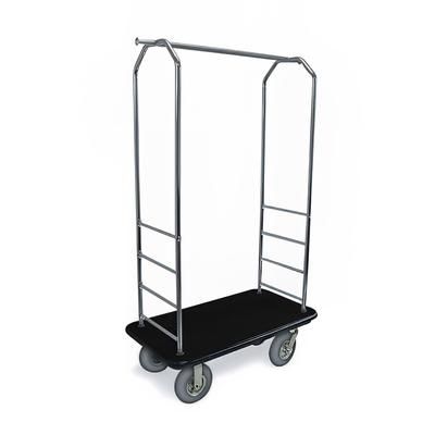 CSL 2000GY-080 BLK Luggage Cart w/ Carpeted Deck - 43"L x 23"W x 72 1/2"H, Chrome, Silver