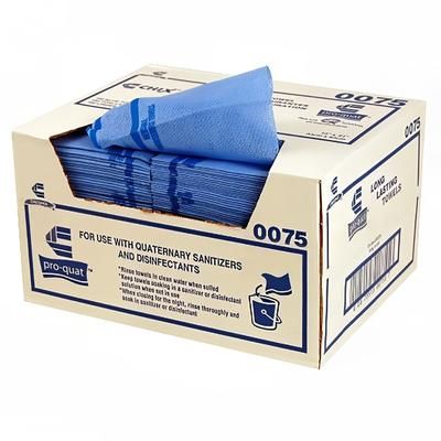 Chicopee 0075 Chix Pro-Quat Antimicrobial Foodservice Towel - 13" x 21", Blue, Blue with Blue Stripe, Case of 150