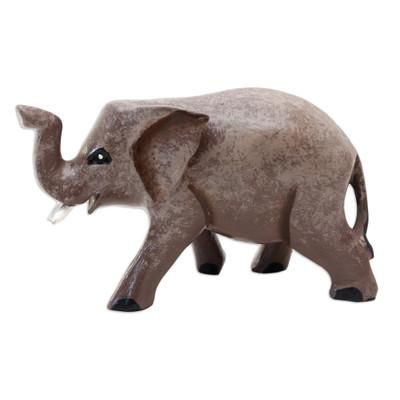 'Indonesian Hand-carved & Hand-painted Elephant Wood Figurine'