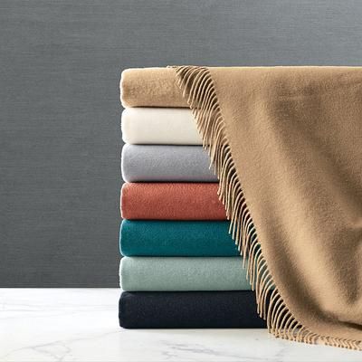 Cashmere Fringe Throw - Fog - Frontgate