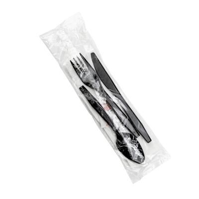 D&W Fine Pack P250E3PCSPKIT Medium Weight Disposable Cutlery Set - Polypropylene, Black, Polystyrene