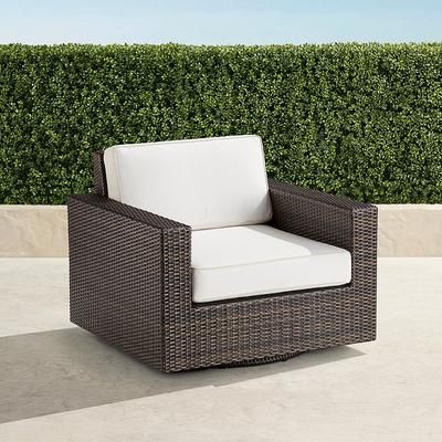 Palermo Swivel Lounge Chair in Bronze Wicker - Sunbrella Rain, Rain Air Blue - Frontgate