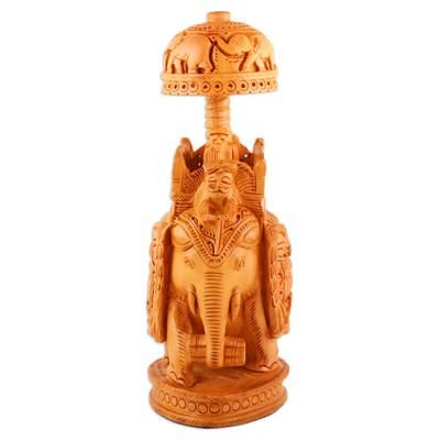 'Hand-Carved Classic Elephant Kadam Wood Sculpture (Large)'