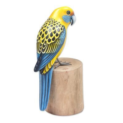 'Suar and Teak Wood Bird Sculpture Hand-Carved in Indonesia'