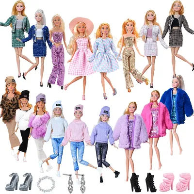 Barbies vestiti per bambole vestito per bambole vestito di moda maglioni cappotto di peluche per