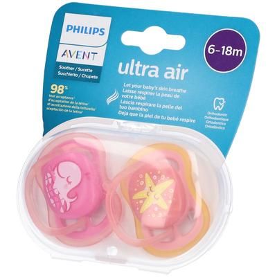 Avent Ultra Air Succhietto Balena/Stella Femmina 6-18 Mesi 2 Pezzi St