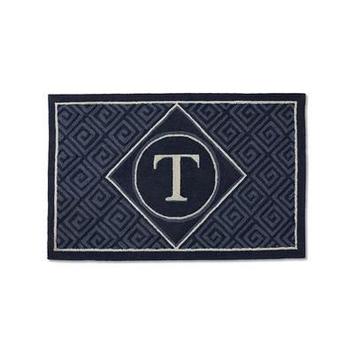 Greek Key Monogram Door Mat - Indigo, 30" x 48" Indigo, K - Frontgate