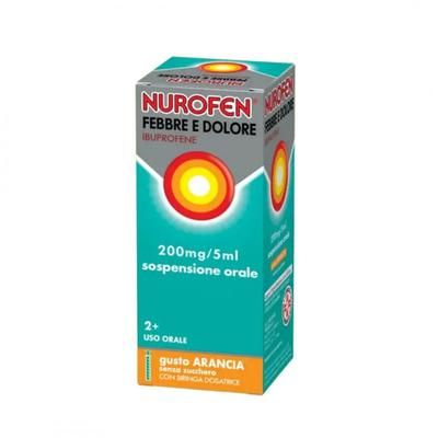 Nurofen Febbre e Dolore Sciroppo per Bambini Gusto Arancia 200mg/5ml -100ml