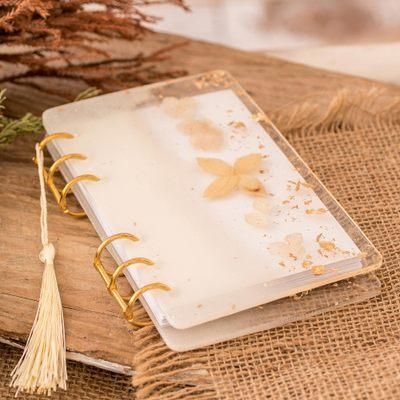 Sunrise Forest,'Handcrafted Leafy Resin Journal with Ivory Tassel'