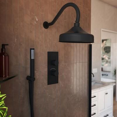 Randolph Morris Tranquil Rainfall Thermostatic Shower Set with round showerhead, Wand Handshower, and round handles RMAS-2TR-RRHGN-HSW-MB