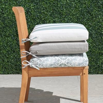 Knife-edge Outdoor Chair Cushion - Ollie Stripe Daffodil, 19"W x 18"D - Frontgate
